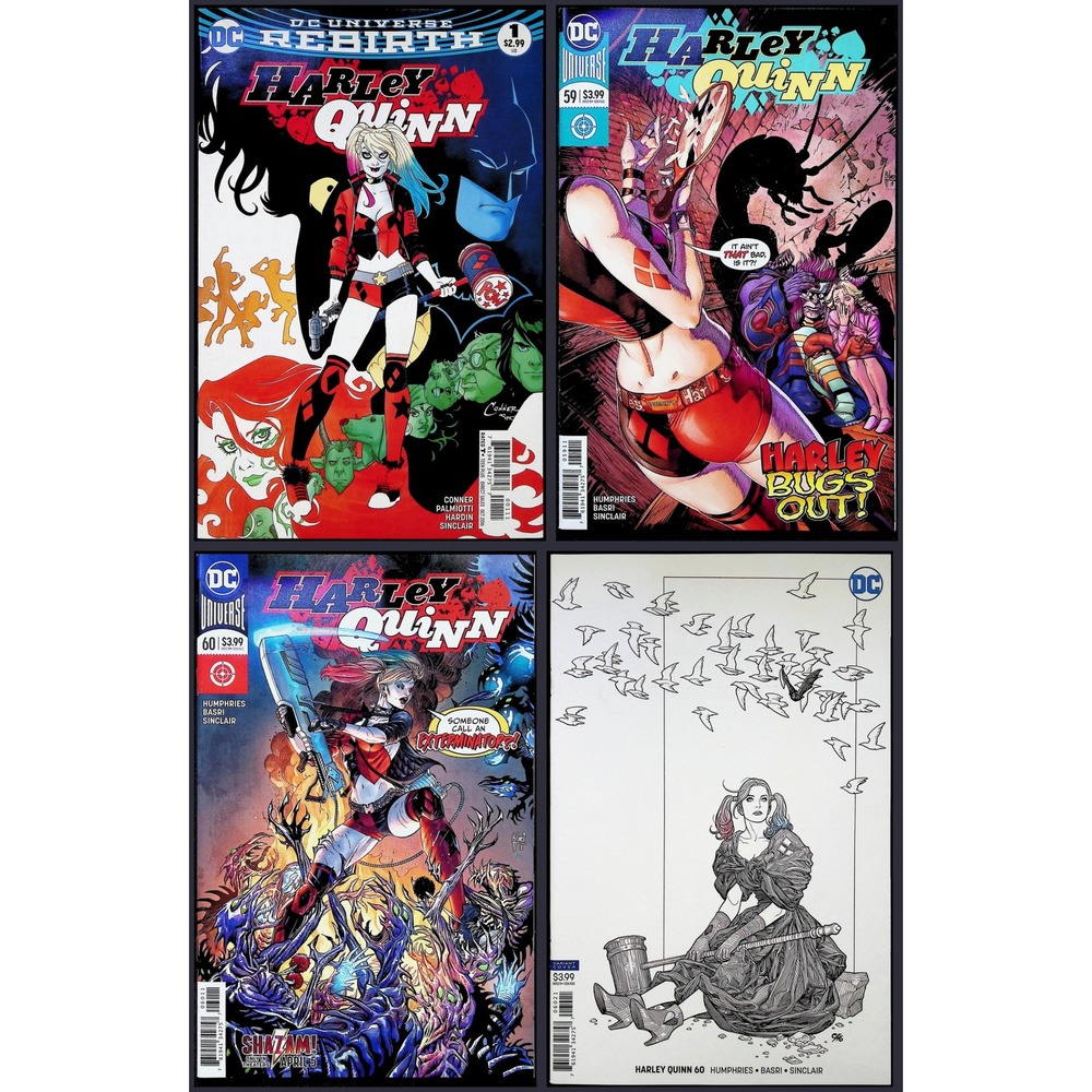 Harley‎ Quinn 4X Comic Lot #1 59 60 60 Rebirth Amanda Conner DC